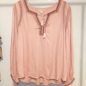 Lucky Brand Peach Peasant Blouse S